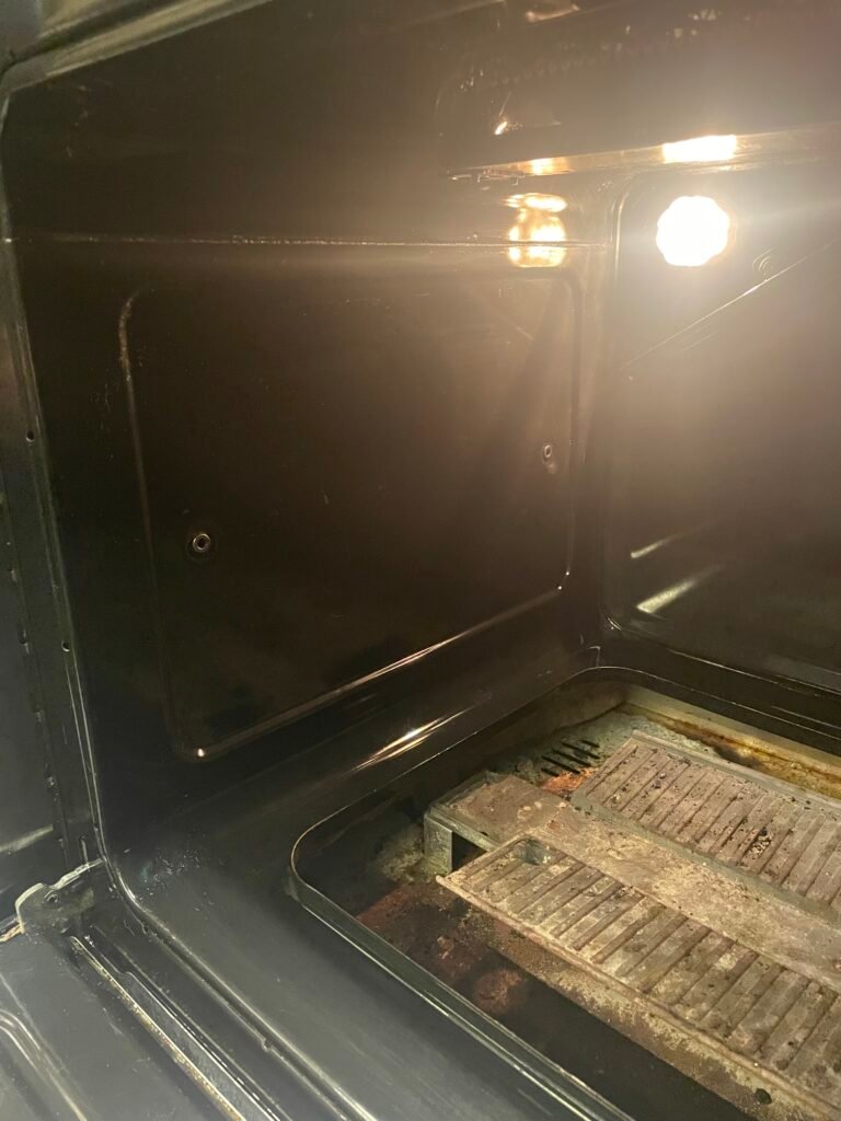 Side‑by‑side comparison of a Fisher & Paykel cooking range NYC before and after OvenPal’s professional deep cleaning, showing significant buildup of grease, grime, and residue that was completely removed from the range's cavity - what a transformation!