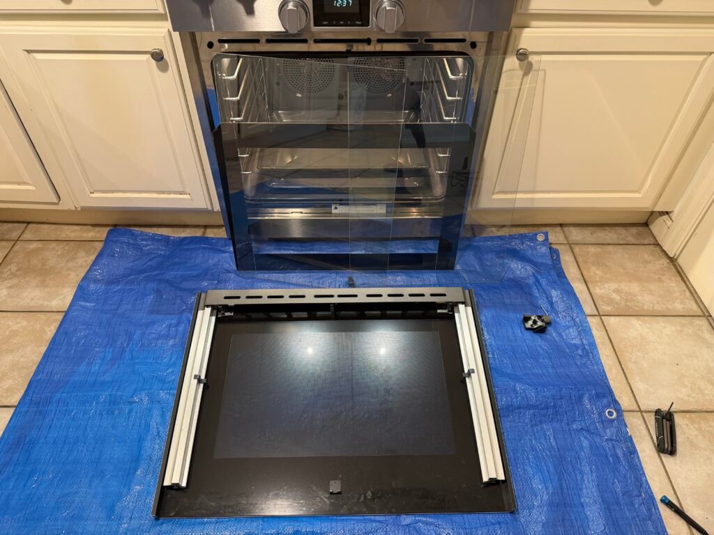 NYC technician restoring individual Miele appliance components — stainless‑steel racks, cast‑iron grates, griddles, grills, burner caps, and knobs — through targeted degreasing, carbon removal, polishing, and optional cast‑iron seasoning